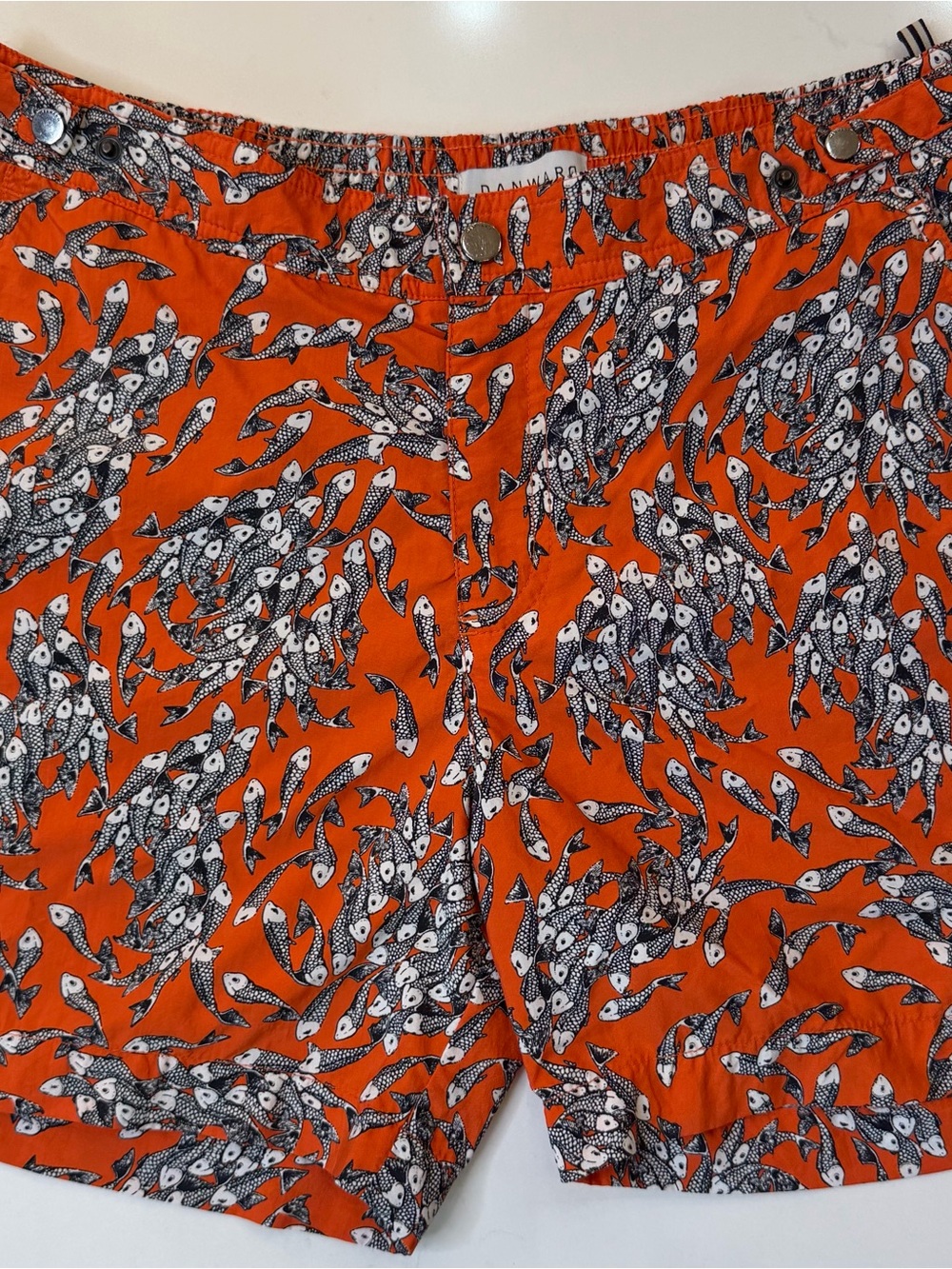 Danward Men’s Swim Trunks M Orange Fish Print Made in Italy Designer Swim Shorts